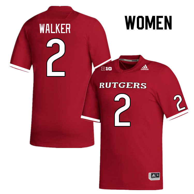 Women #2 Moses Walker Rutgers Scarlet Knights College Football Jerseys Stitched Sale-Scarlet - Click Image to Close